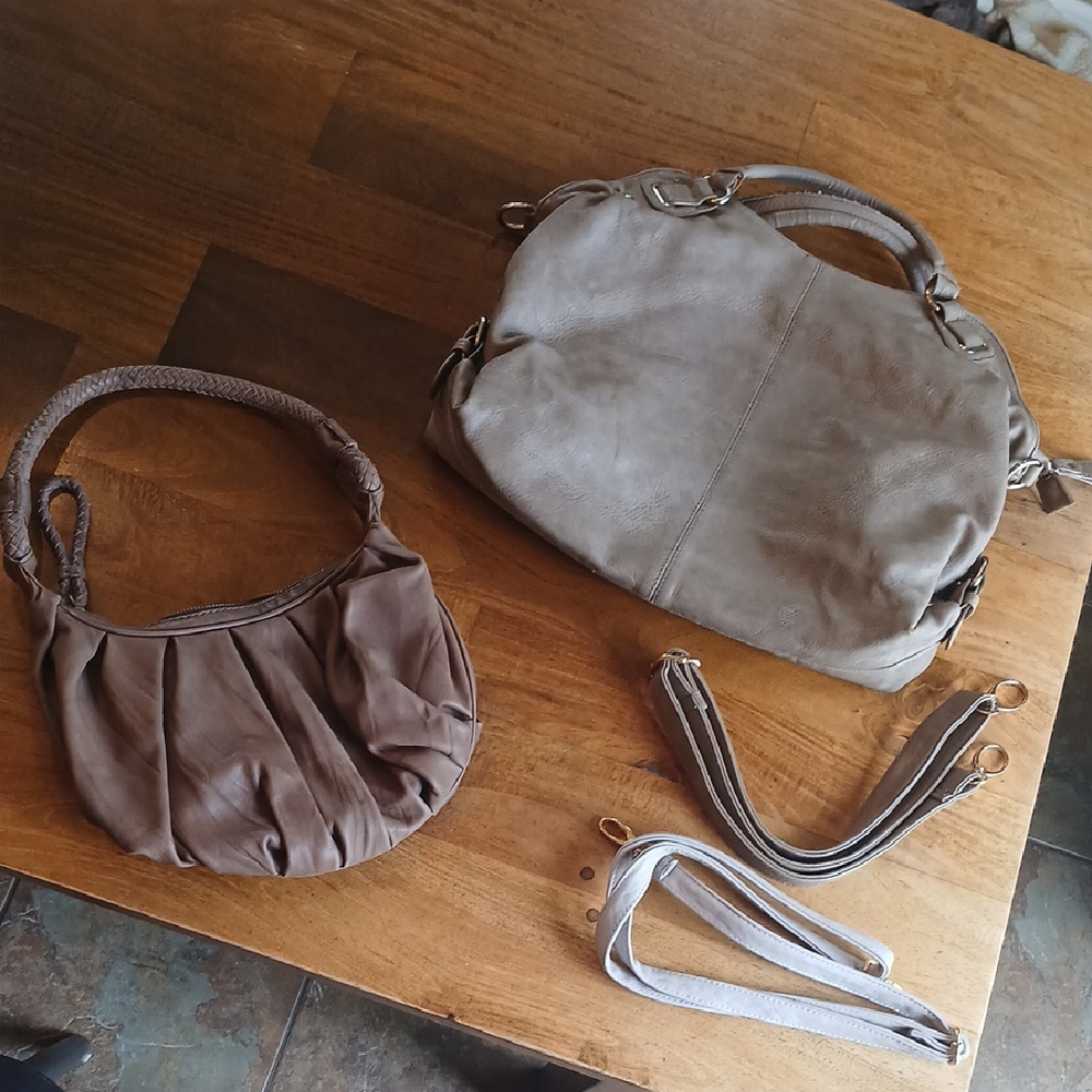 BCBGMaxAzria Brown Hobo Bag with Extra Non-Branded Tan Slouchy Design & Straps